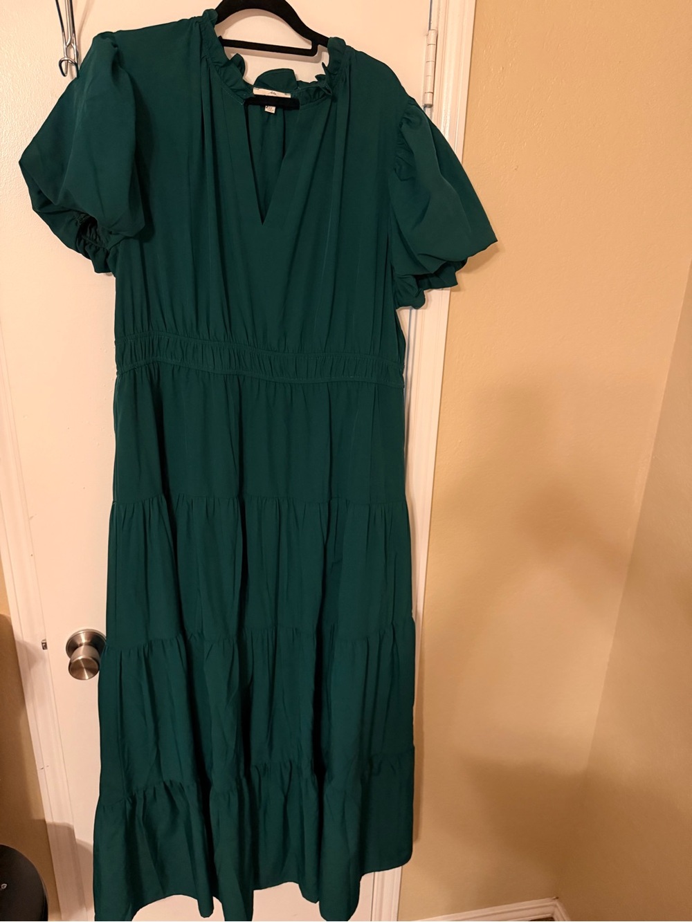 entro Women's Emerald Tiered Puff-Sleeve Maxi Dress